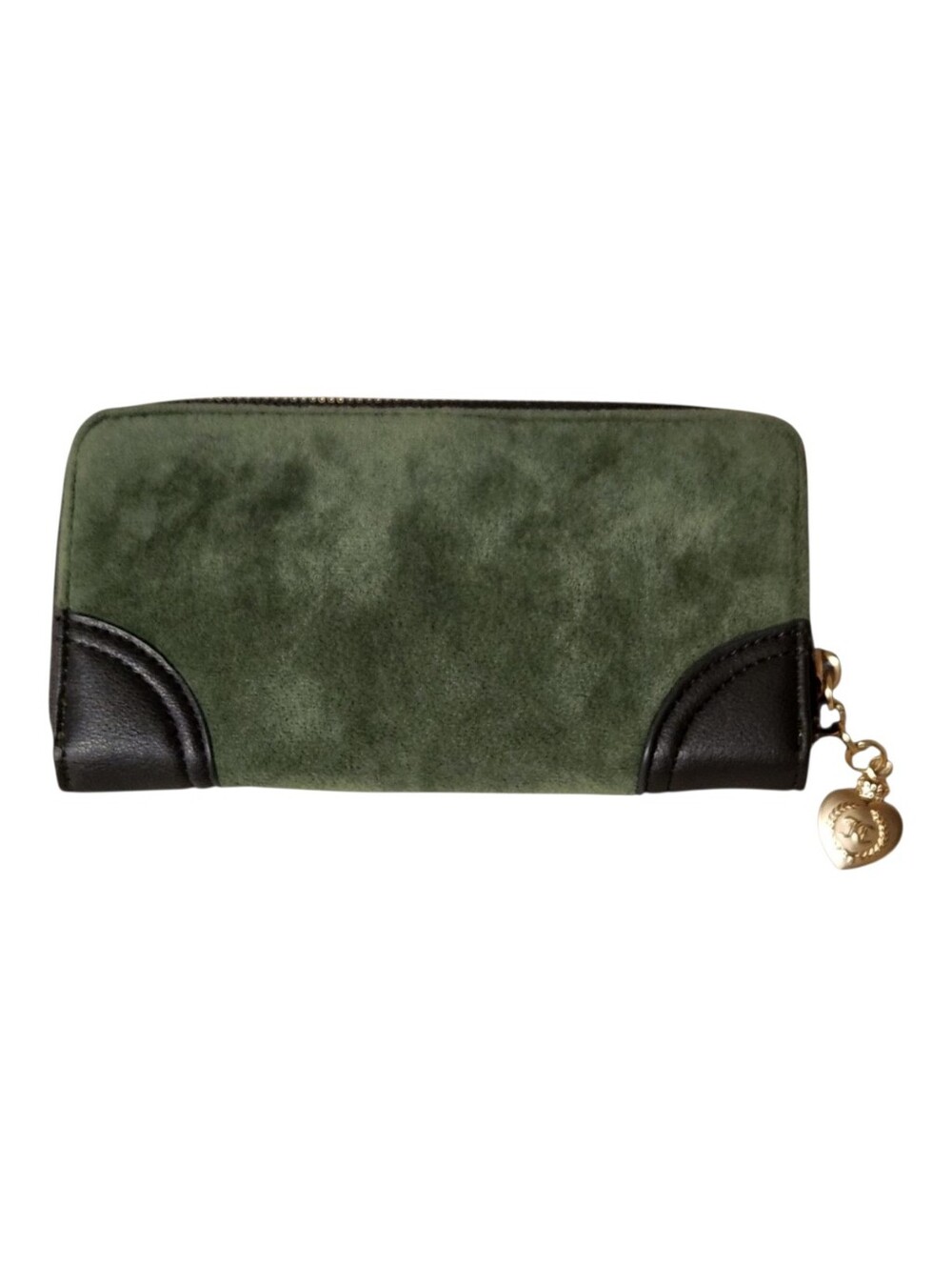 Juicy Couture Key To Juicy Wallet Super Greens Olive Velvet Gold Crown EUC - Picture 2 of 8